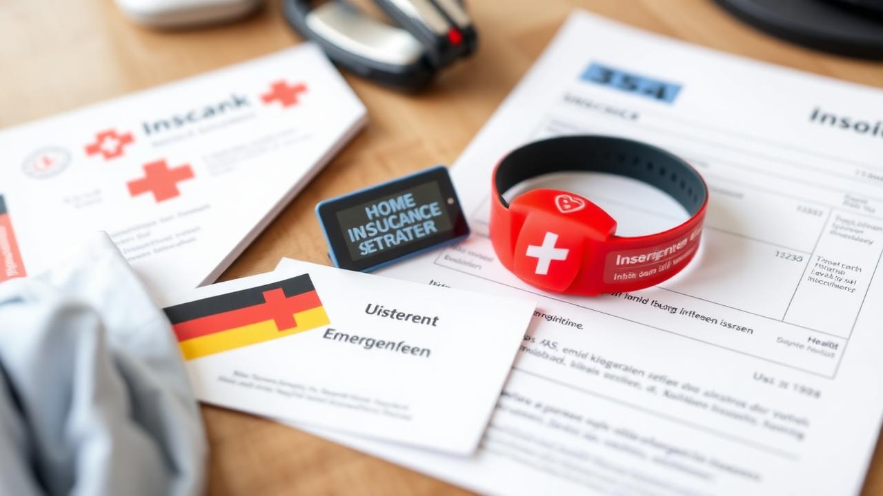Hausnotruf-Armband mit Krankenkassenkarte und Rechnung