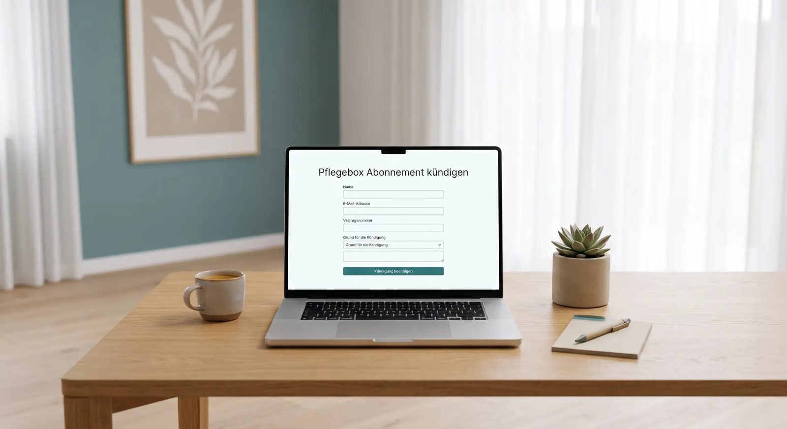 Pflegebox kündigen – Online-Formular und Musterschreiben Pflegebox-Abo online kündigen – Kündigungsformular auf Laptop