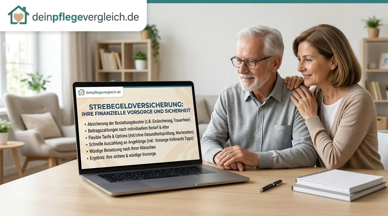 Ehepaar prüft Unterlagen zu einer Sterbegeldversicherung am Küchentisch